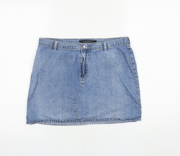 Cantao Womens Blue Cotton Mini Skirt Size 30 in Zip