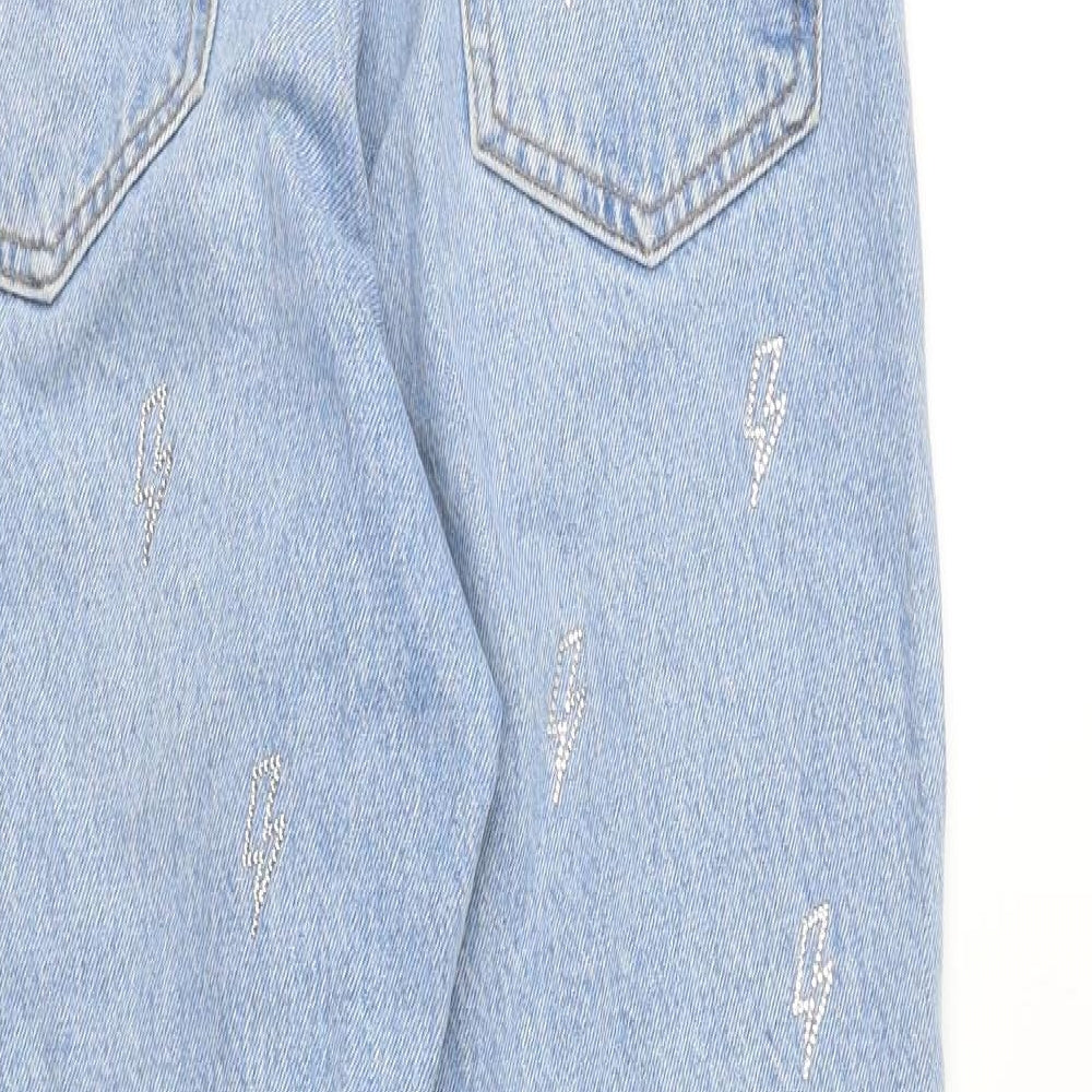 Topshop Womens Blue Geometric Cotton Skinny Jeans Size 28 in L32 in Regular Zip - Lightening Bolt