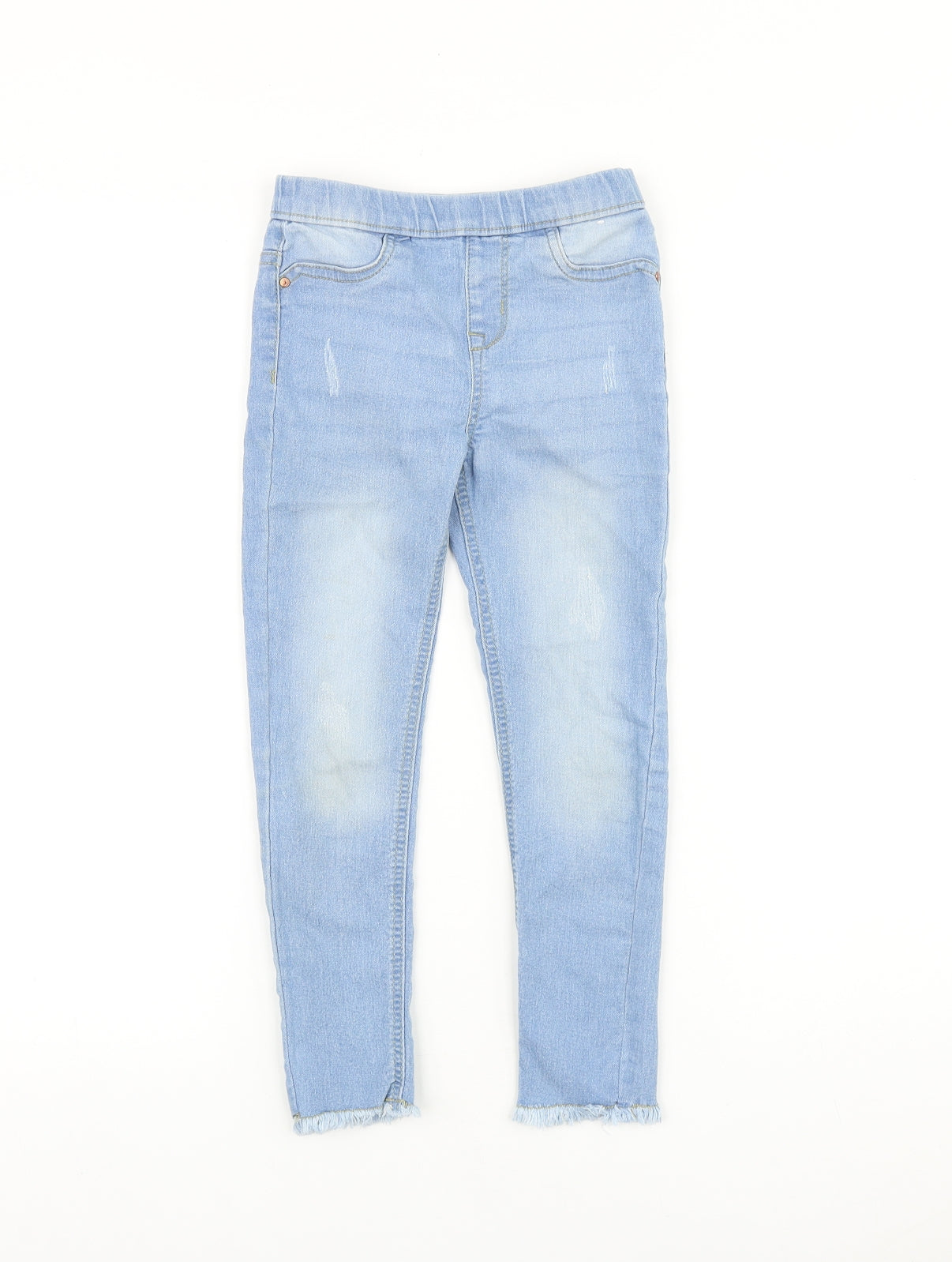 Denim & Co. Girls Blue 100% Cotton Skinny Jeans Size 6-7 Years Regular Pullover