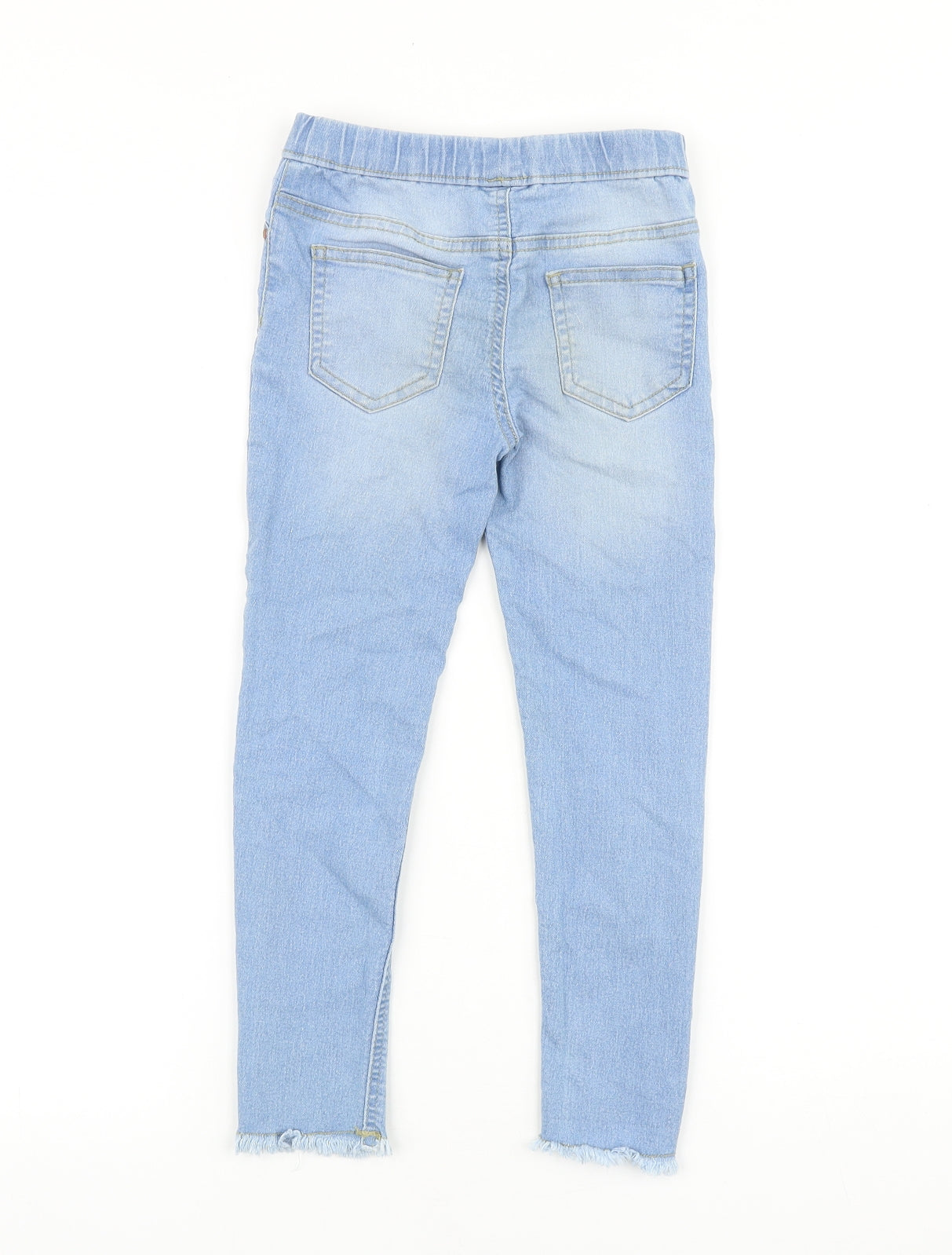 Denim & Co. Girls Blue 100% Cotton Skinny Jeans Size 6-7 Years Regular Pullover