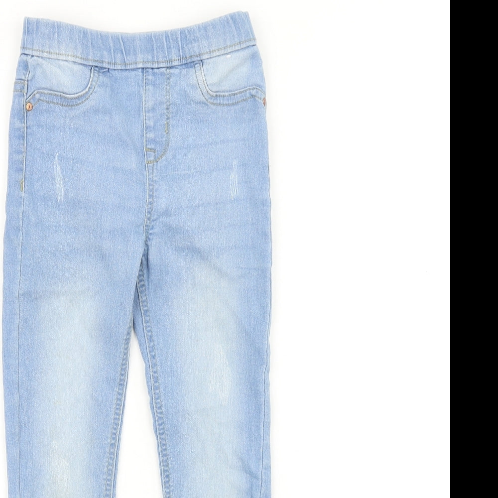 Denim & Co. Girls Blue 100% Cotton Skinny Jeans Size 6-7 Years Regular Pullover