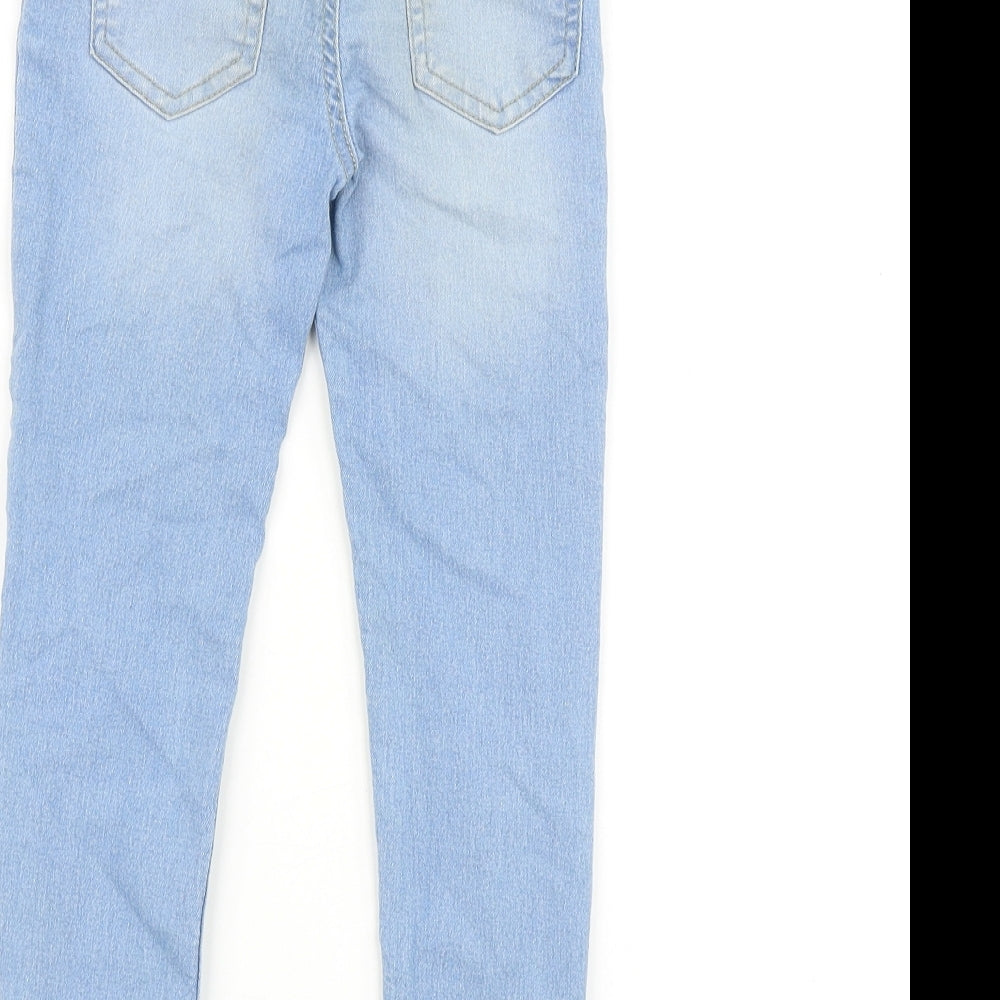 Denim & Co. Girls Blue 100% Cotton Skinny Jeans Size 6-7 Years Regular Pullover