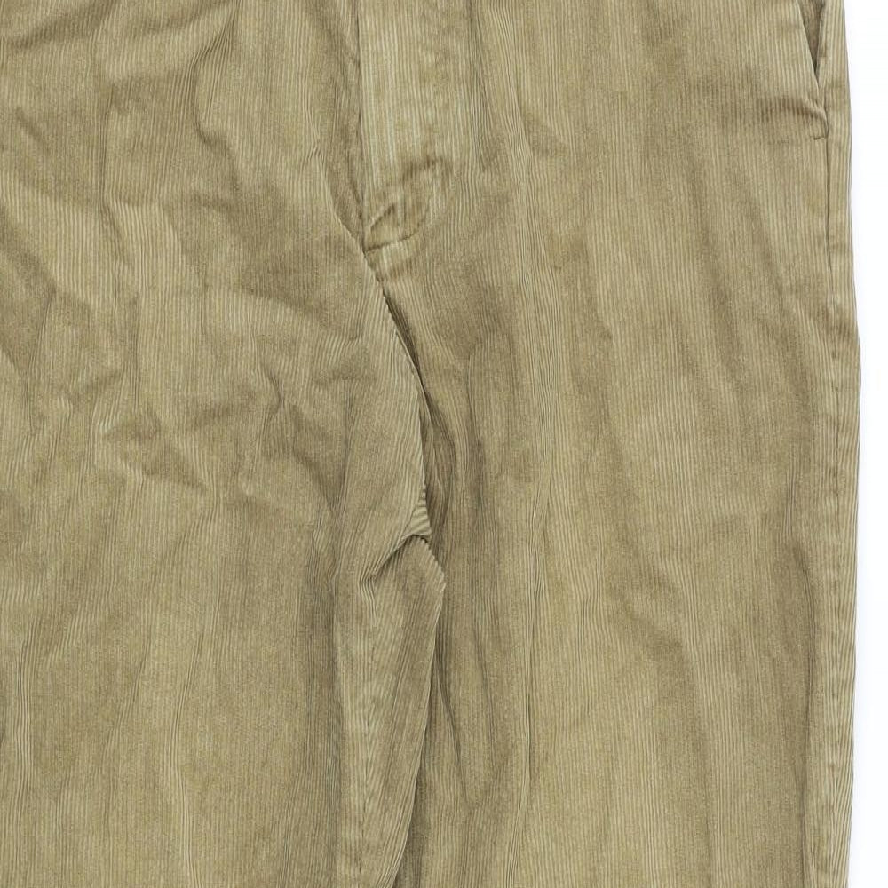 Marks and Spencer Mens Brown Cotton Trousers Size 36 in L29 in Regular Zip