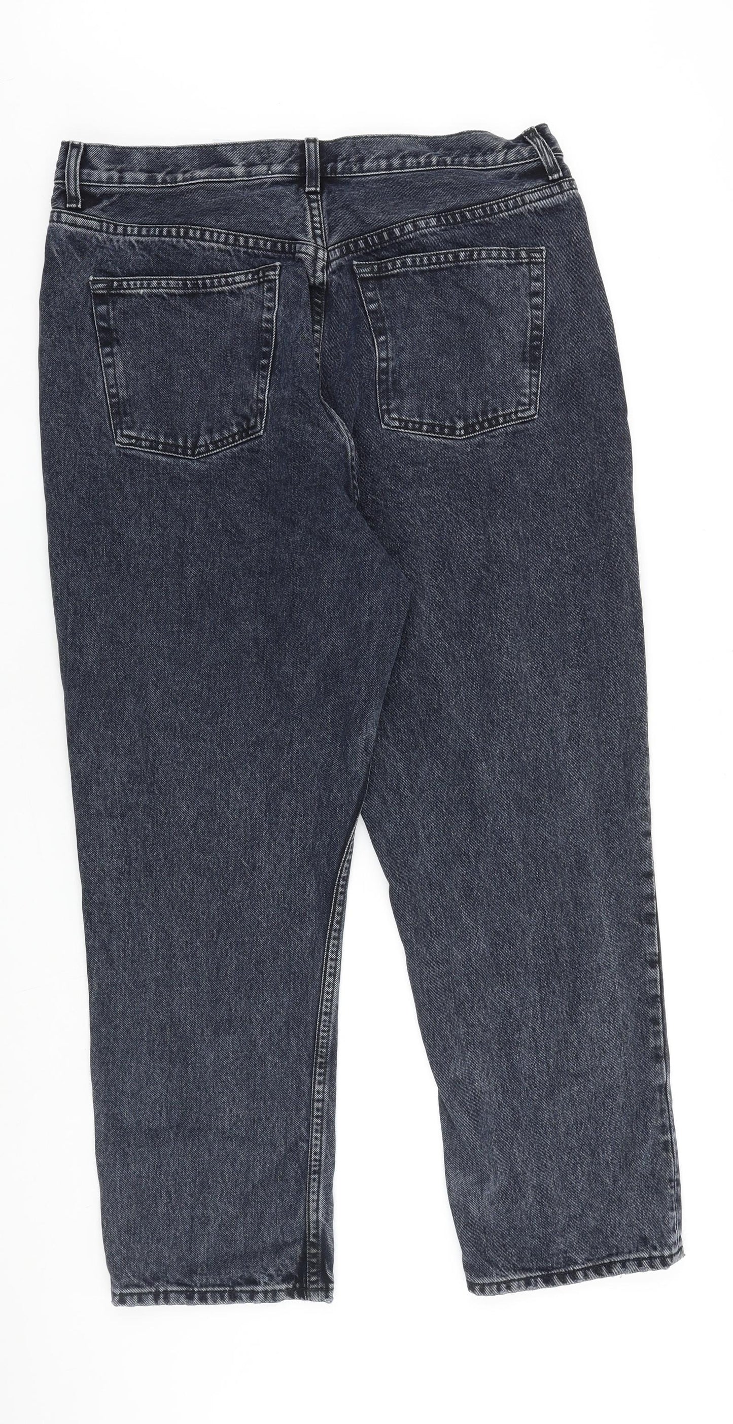 NEXT Womens Black Cotton Straight Jeans Size 16 L28 in Regular Zip