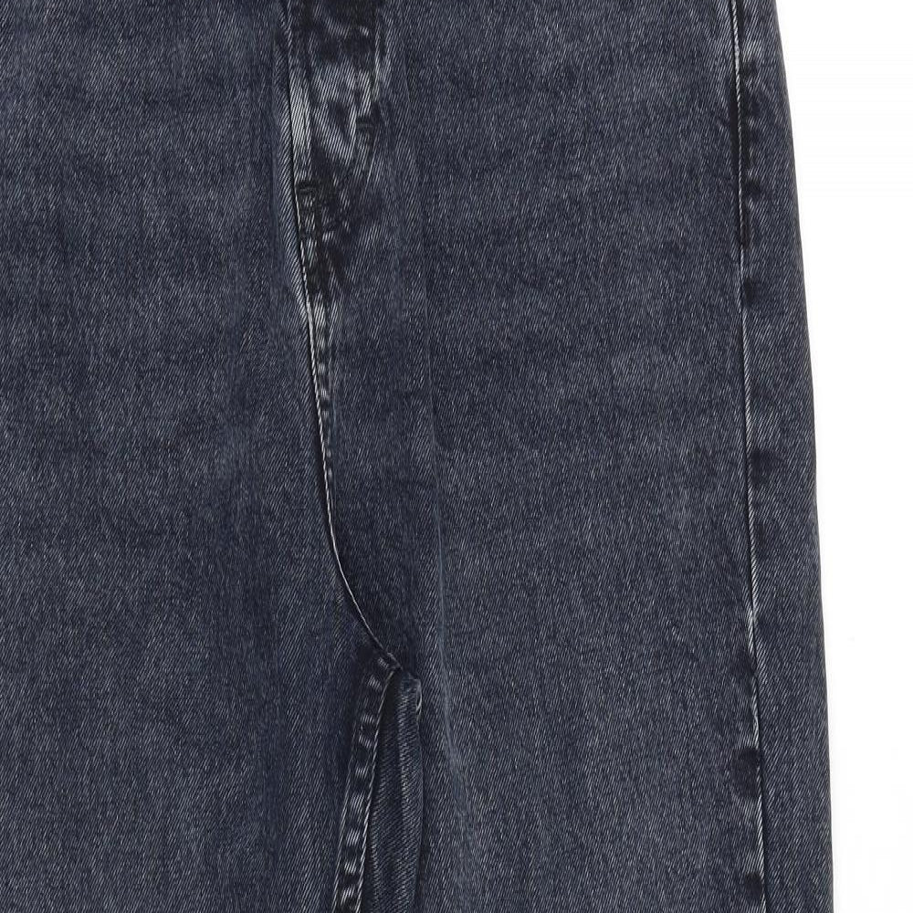NEXT Womens Black Cotton Straight Jeans Size 16 L28 in Regular Zip