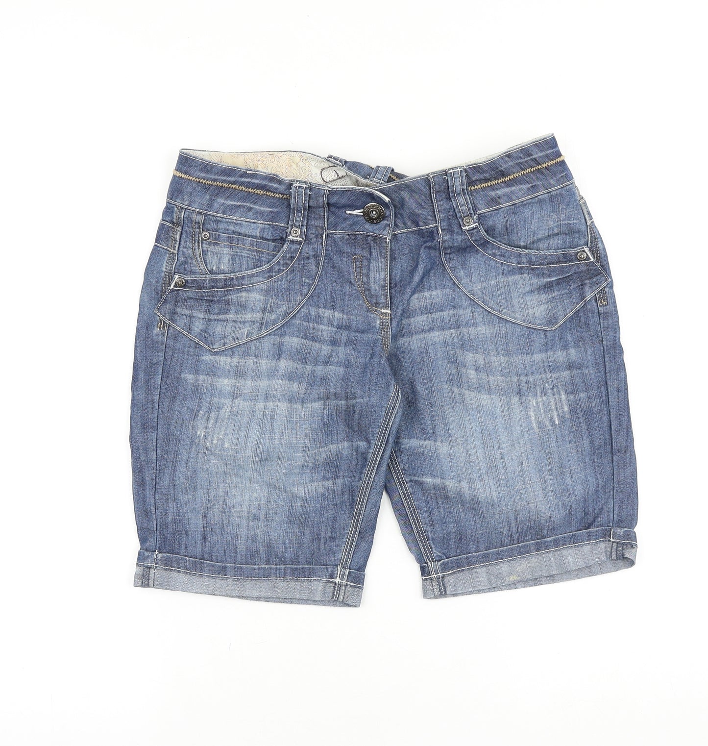 Clockhouse Womens Blue 100% Cotton Bermuda Shorts Size 32 in L9 in Regular Zip