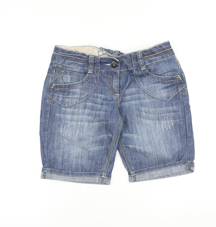 Clockhouse Womens Blue 100% Cotton Bermuda Shorts Size 32 in L9 in Regular Zip