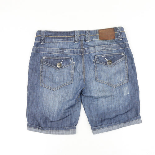 Clockhouse Womens Blue 100% Cotton Bermuda Shorts Size 32 in L9 in Regular Zip