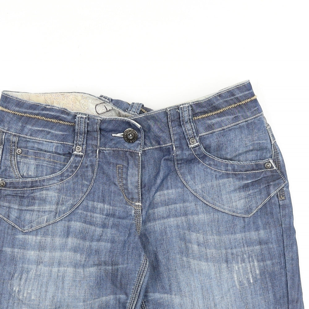 Clockhouse Womens Blue 100% Cotton Bermuda Shorts Size 32 in L9 in Regular Zip