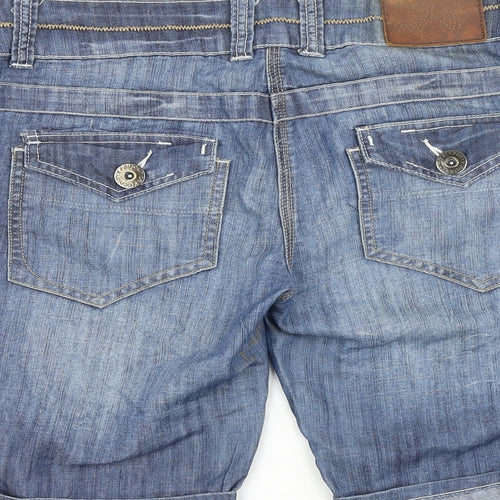 Clockhouse Womens Blue 100% Cotton Bermuda Shorts Size 32 in L9 in Regular Zip