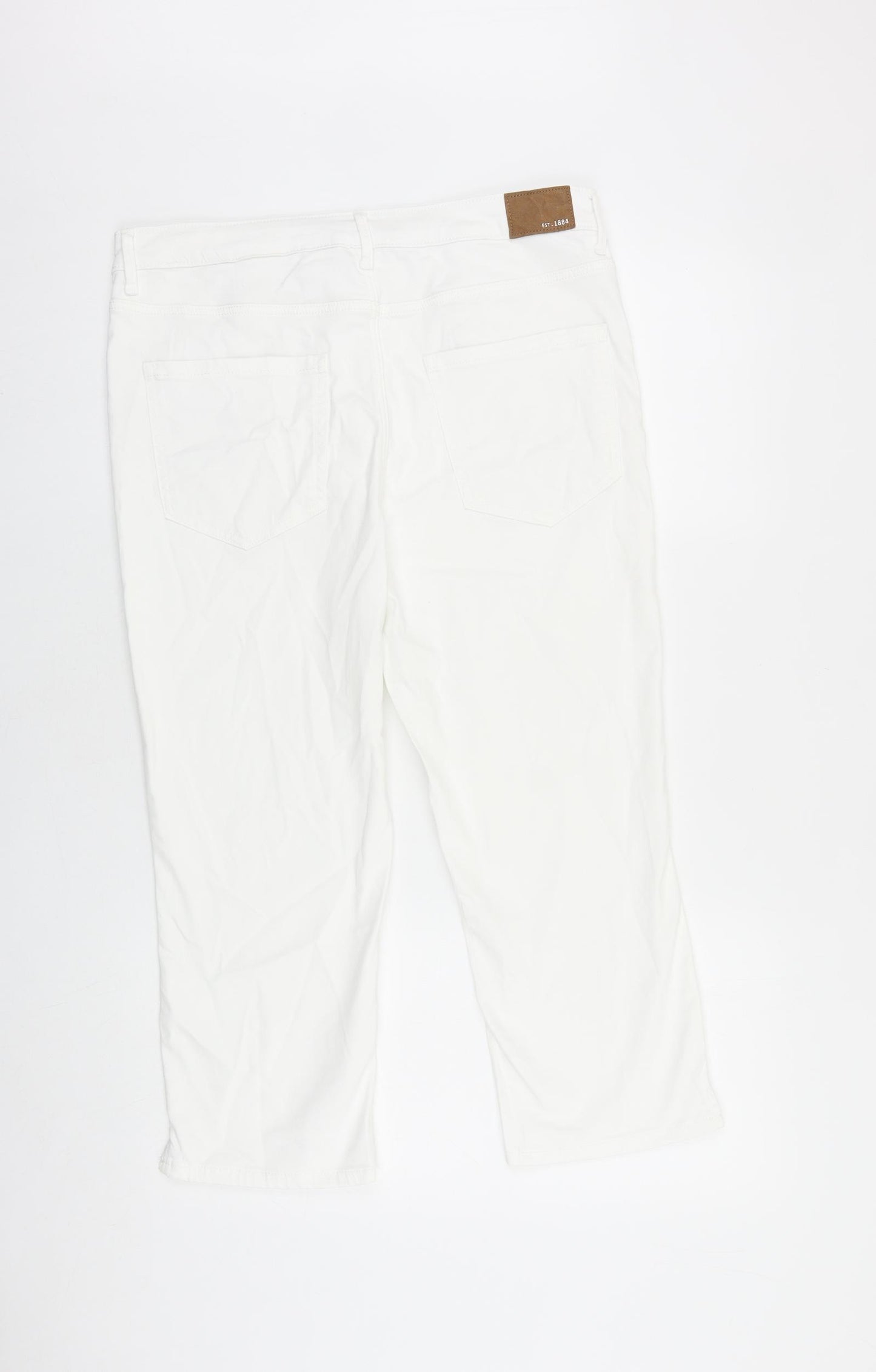 Marks and Spencer Womens White Cotton Cropped Jeans Size 16 L21 in Regular Zip