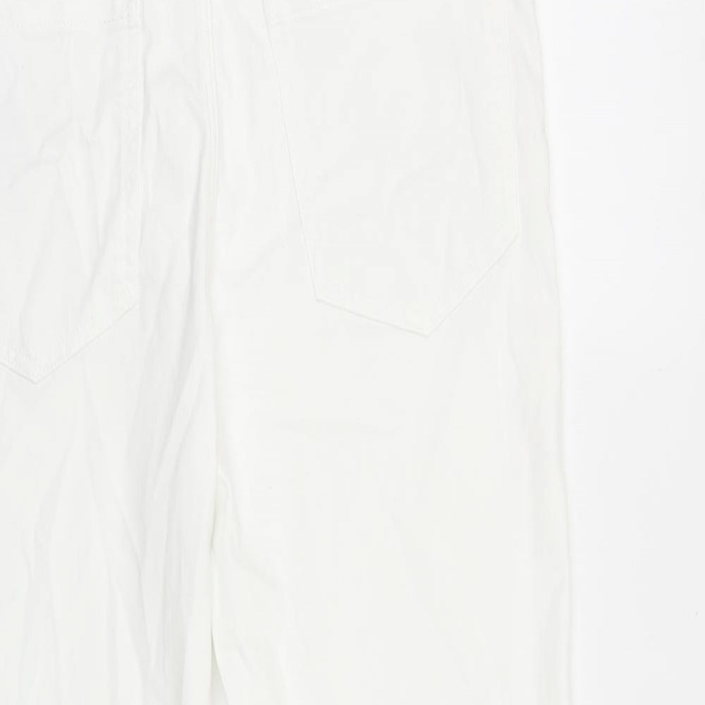 Marks and Spencer Womens White Cotton Cropped Jeans Size 16 L21 in Regular Zip