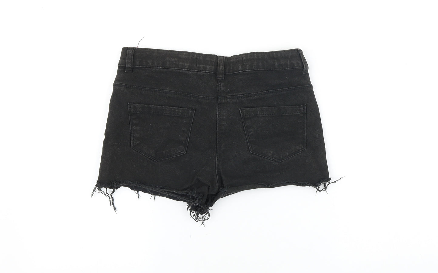 Denim & Co. Girls Black 100% Cotton Hot Pants Shorts Size 12-13 Years Regular Zip