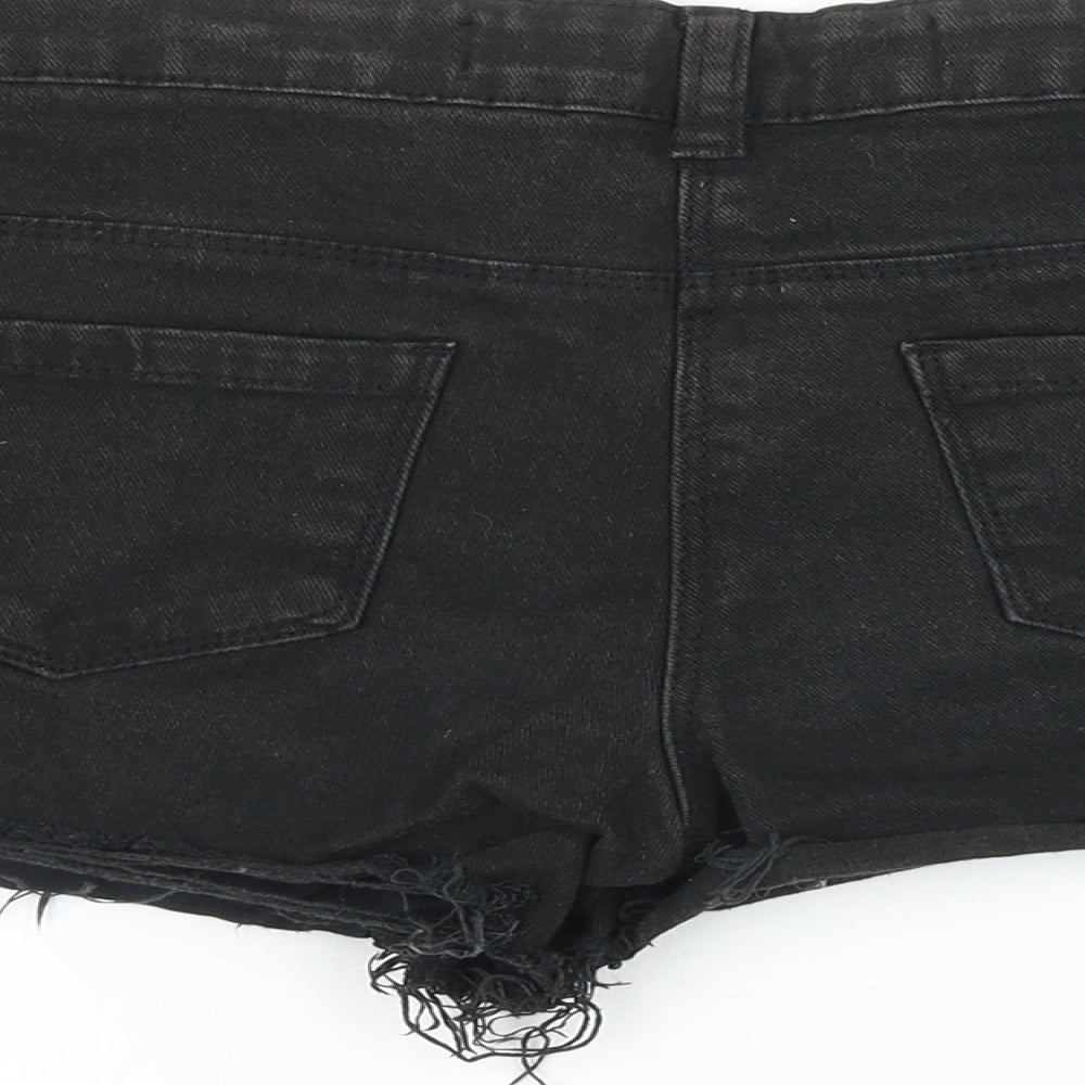 Denim & Co. Girls Black 100% Cotton Hot Pants Shorts Size 12-13 Years Regular Zip