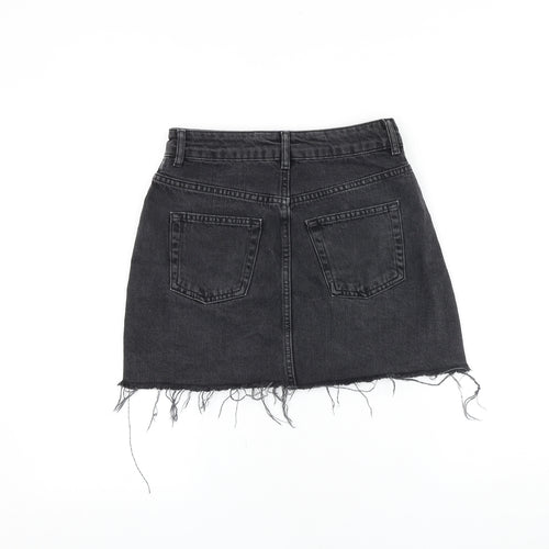 Topshop Womens Black Cotton Mini Skirt Size 8 Zip
