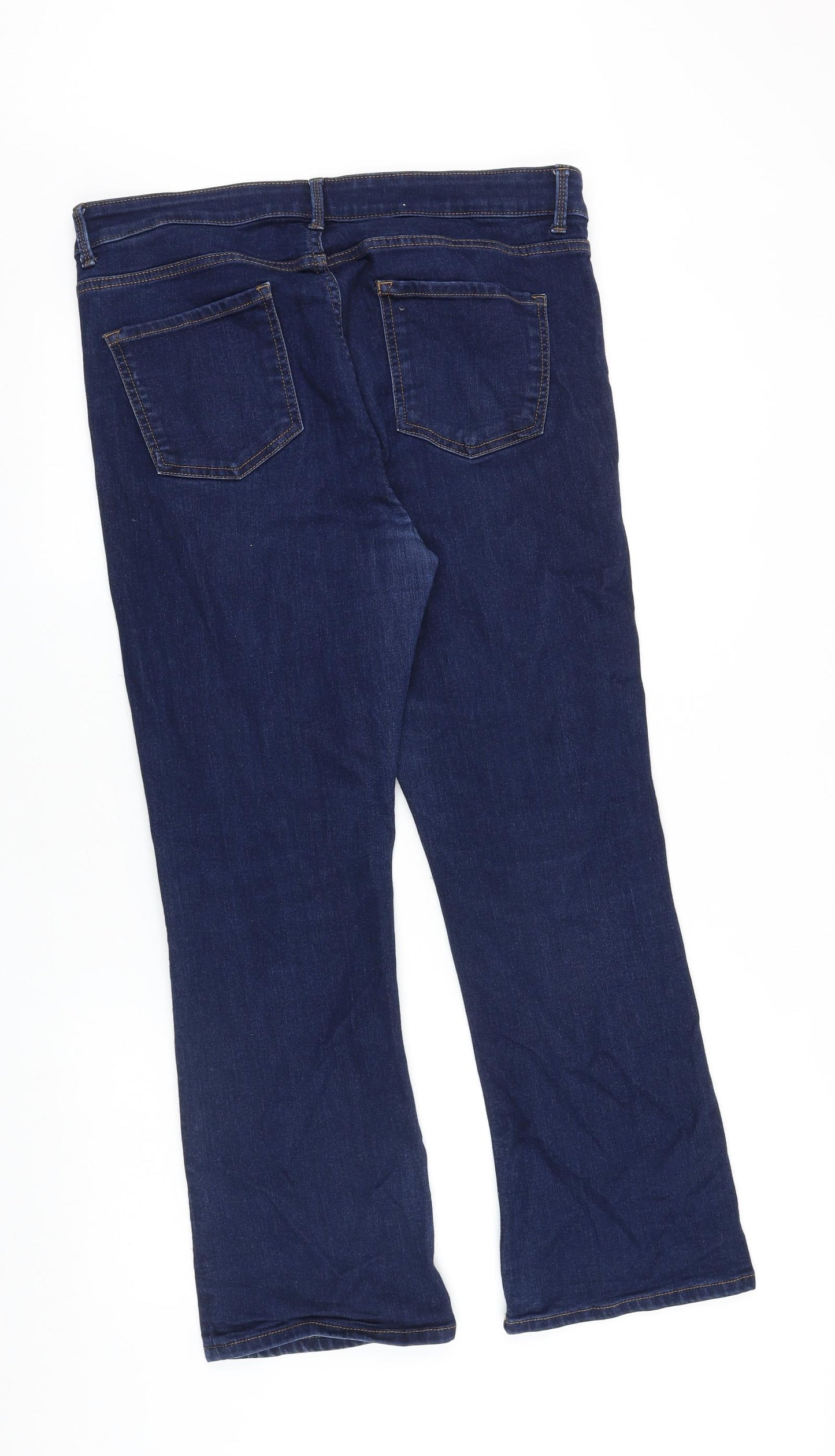 Marks and Spencer Womens Blue Cotton Bootcut Jeans Size 16 L28 in Regular Zip