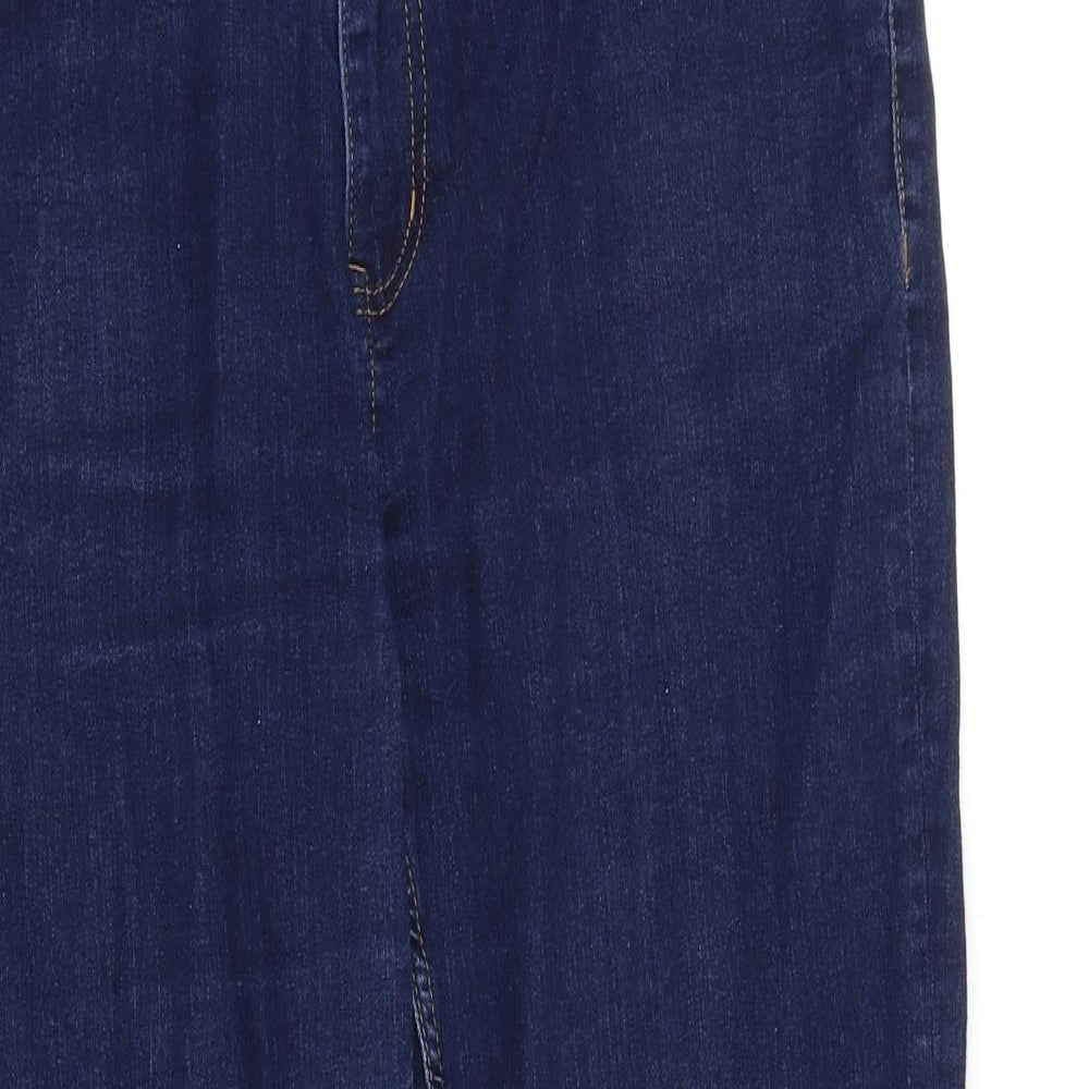 Marks and Spencer Womens Blue Cotton Bootcut Jeans Size 16 L28 in Regular Zip