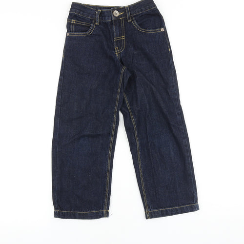 Marks and Spencer Girls Blue Acetate Straight Jeans Size 6 Years Regular Zip