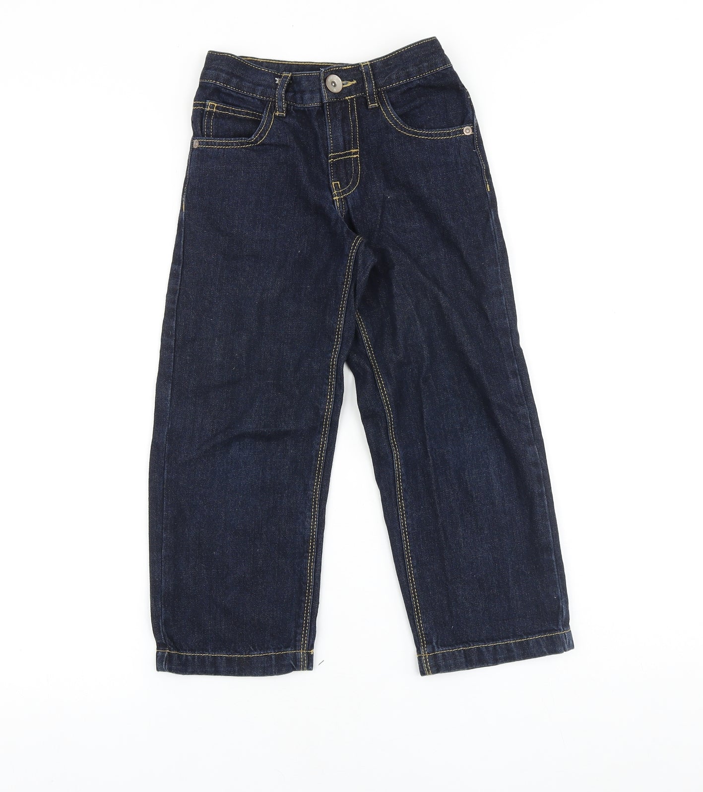 Marks and Spencer Girls Blue Acetate Straight Jeans Size 6 Years Regular Zip