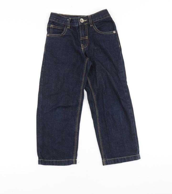 Marks and Spencer Girls Blue Acetate Straight Jeans Size 6 Years Regular Zip
