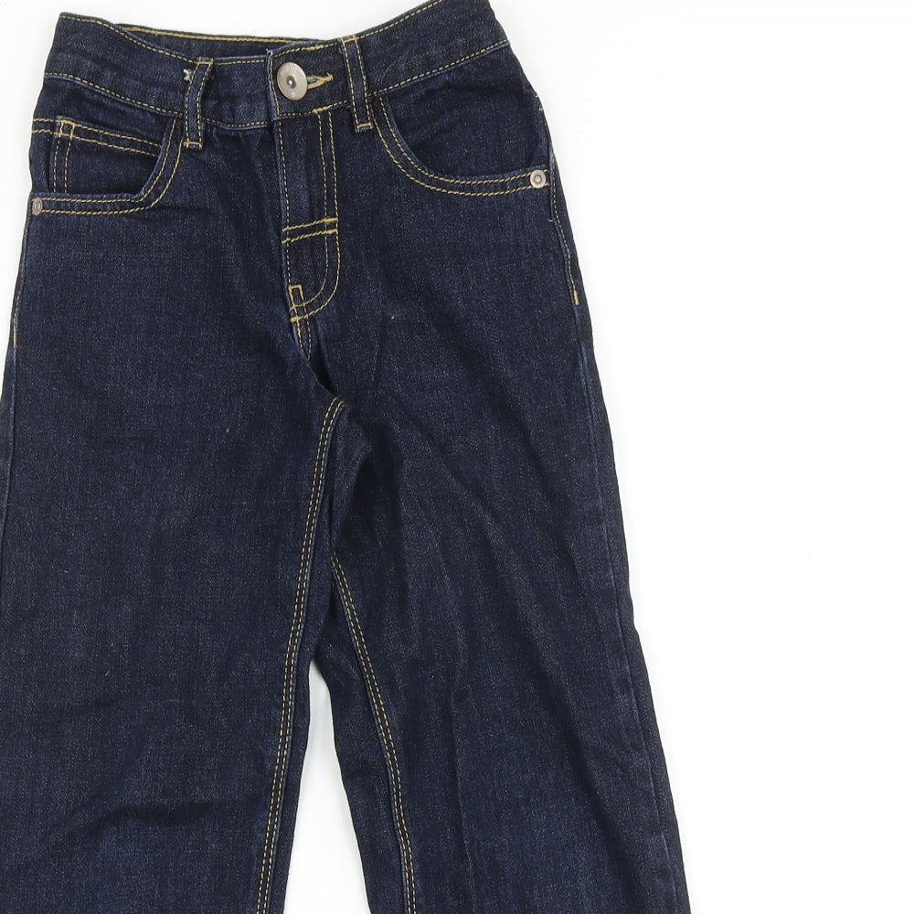 Marks and Spencer Girls Blue Acetate Straight Jeans Size 6 Years Regular Zip