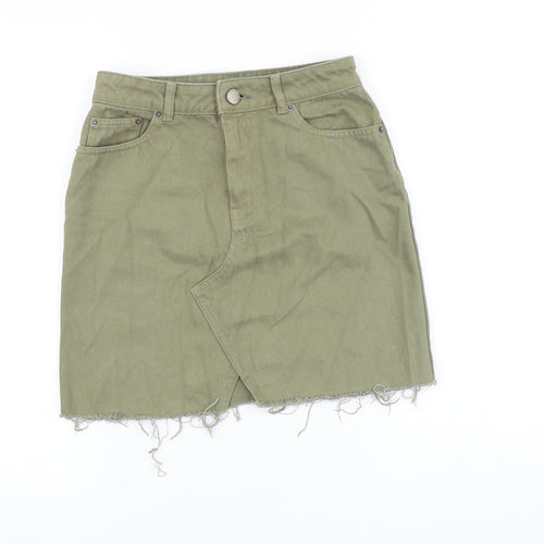 ASOS Womens Green Cotton Straight & Pencil Skirt Size 6 Zip