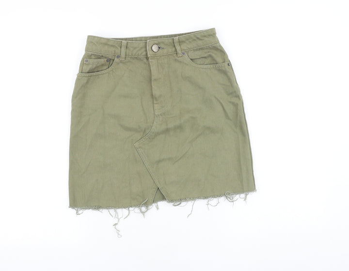 ASOS Womens Green Cotton Straight & Pencil Skirt Size 6 Zip