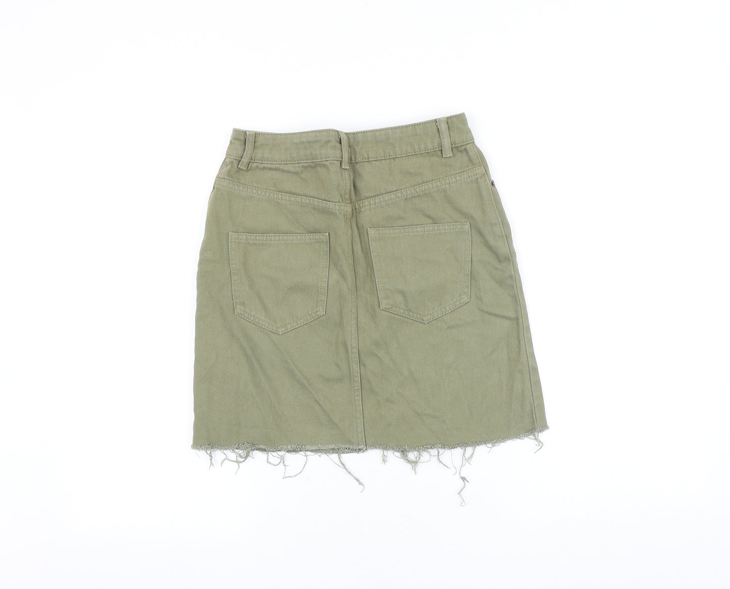 ASOS Womens Green Cotton Straight & Pencil Skirt Size 6 Zip