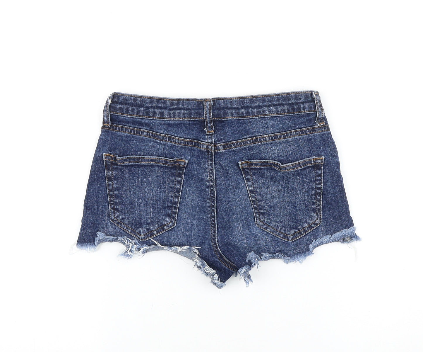 Missguided Womens Blue 100% Cotton Cut-Off Shorts Size 8 Regular Zip