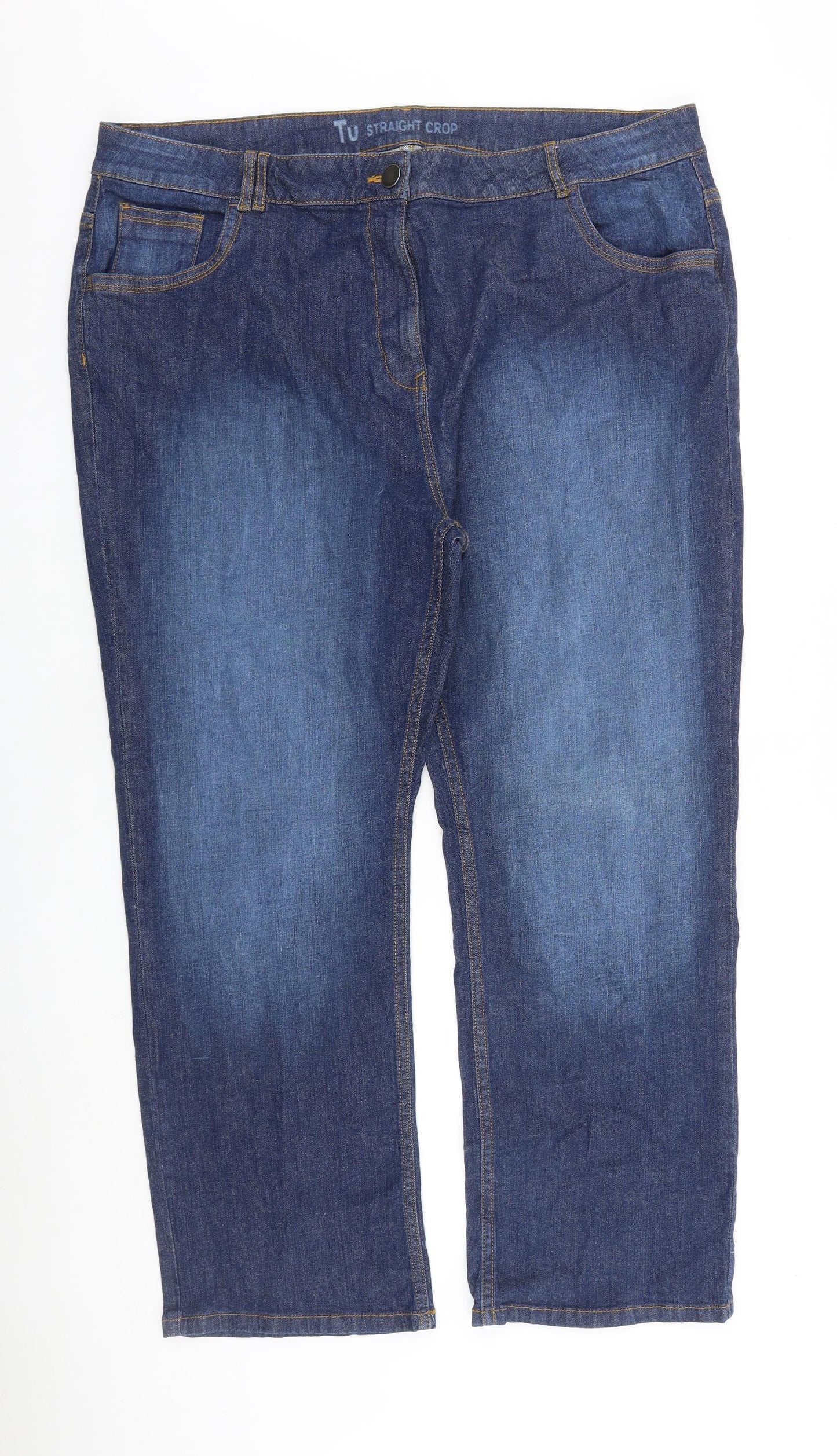TU Womens Blue Cotton Straight Jeans Size 40 in L27 in Regular Zip