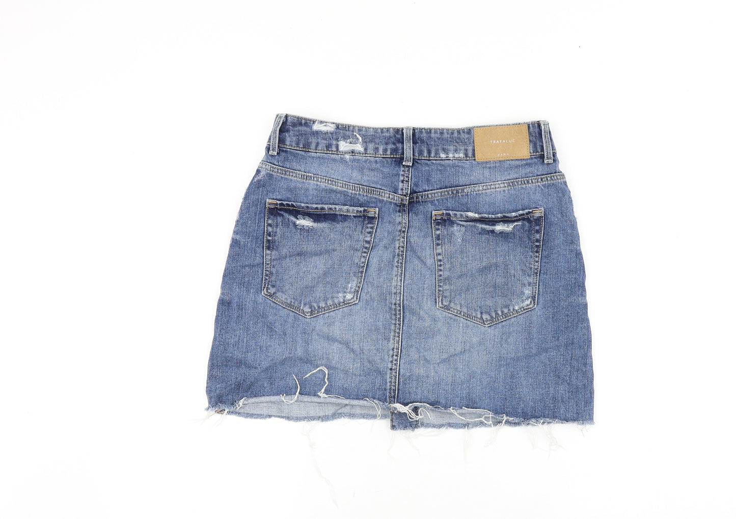 Zara Womens Blue Chlorofibre Straight & Pencil Skirt Size 30 in Button