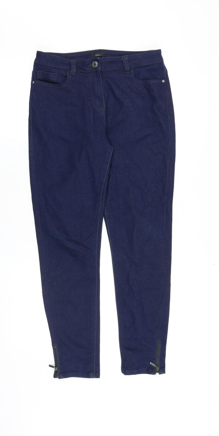 M&Co Womens Blue Cotton Skinny Jeans Size 10 L28 in Slim Zip