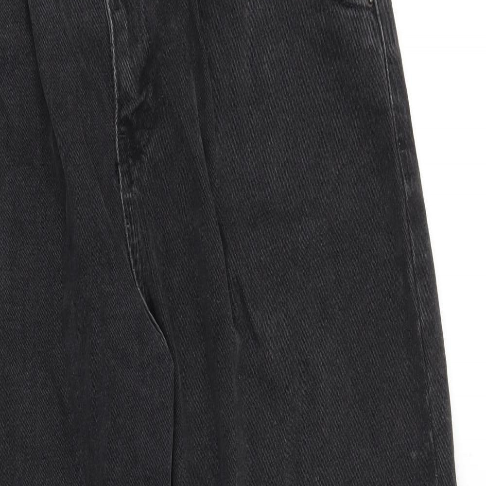 Zara Womens Black Cotton Tapered Jeans Size 8 L27 in Regular Zip