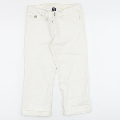 Gap Girls White 100% Cotton Straight Jeans Size 10-11 Years Regular Zip