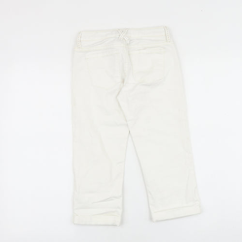 Gap Girls White 100% Cotton Straight Jeans Size 10-11 Years Regular Zip