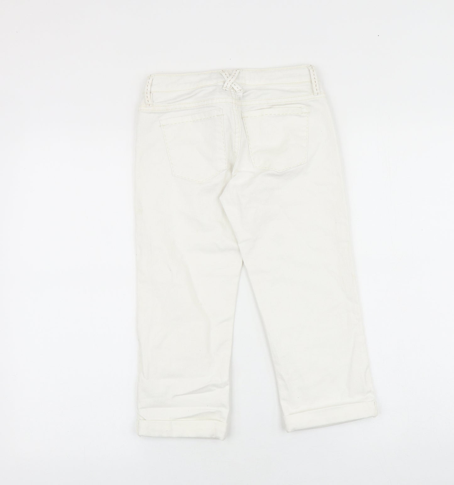 Gap Girls White 100% Cotton Straight Jeans Size 10-11 Years Regular Zip