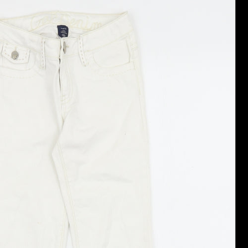Gap Girls White 100% Cotton Straight Jeans Size 10-11 Years Regular Zip