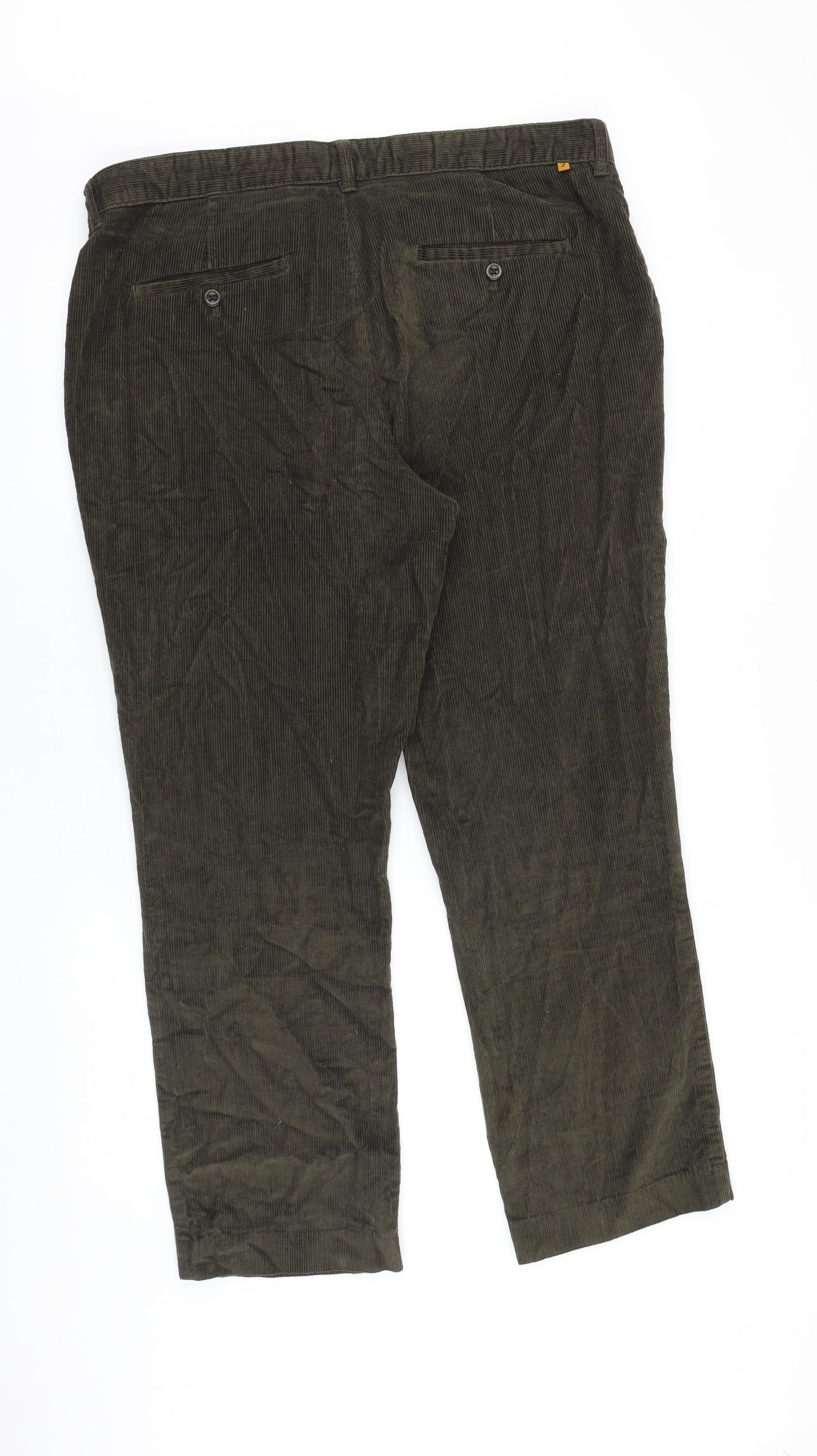 Farah Mens Green Cotton Trousers Size 38 in L29 in Regular Zip