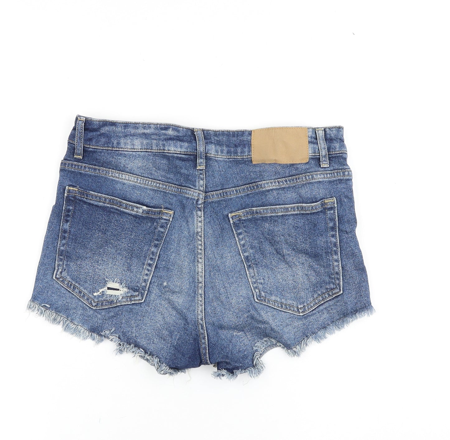 H&M Womens Black 100% Cotton Cut-Off Shorts Size 12 Regular Zip