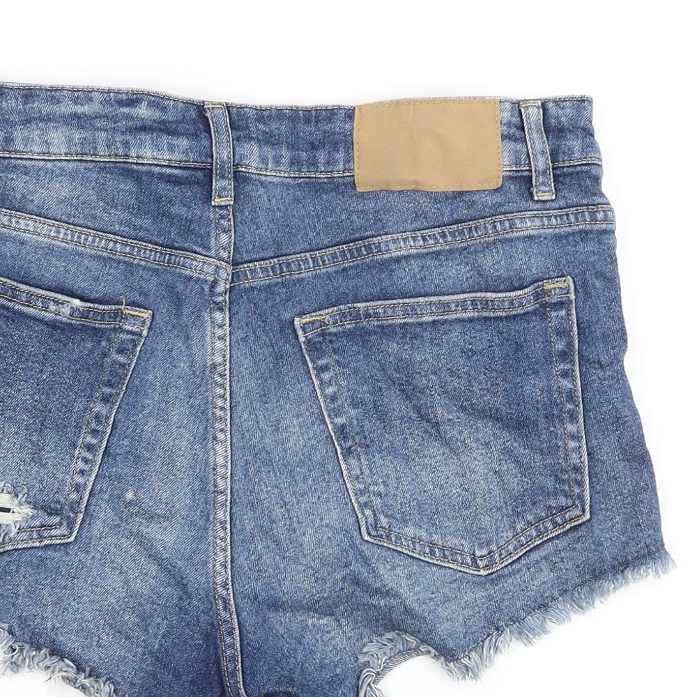 H&M Womens Black 100% Cotton Cut-Off Shorts Size 12 Regular Zip