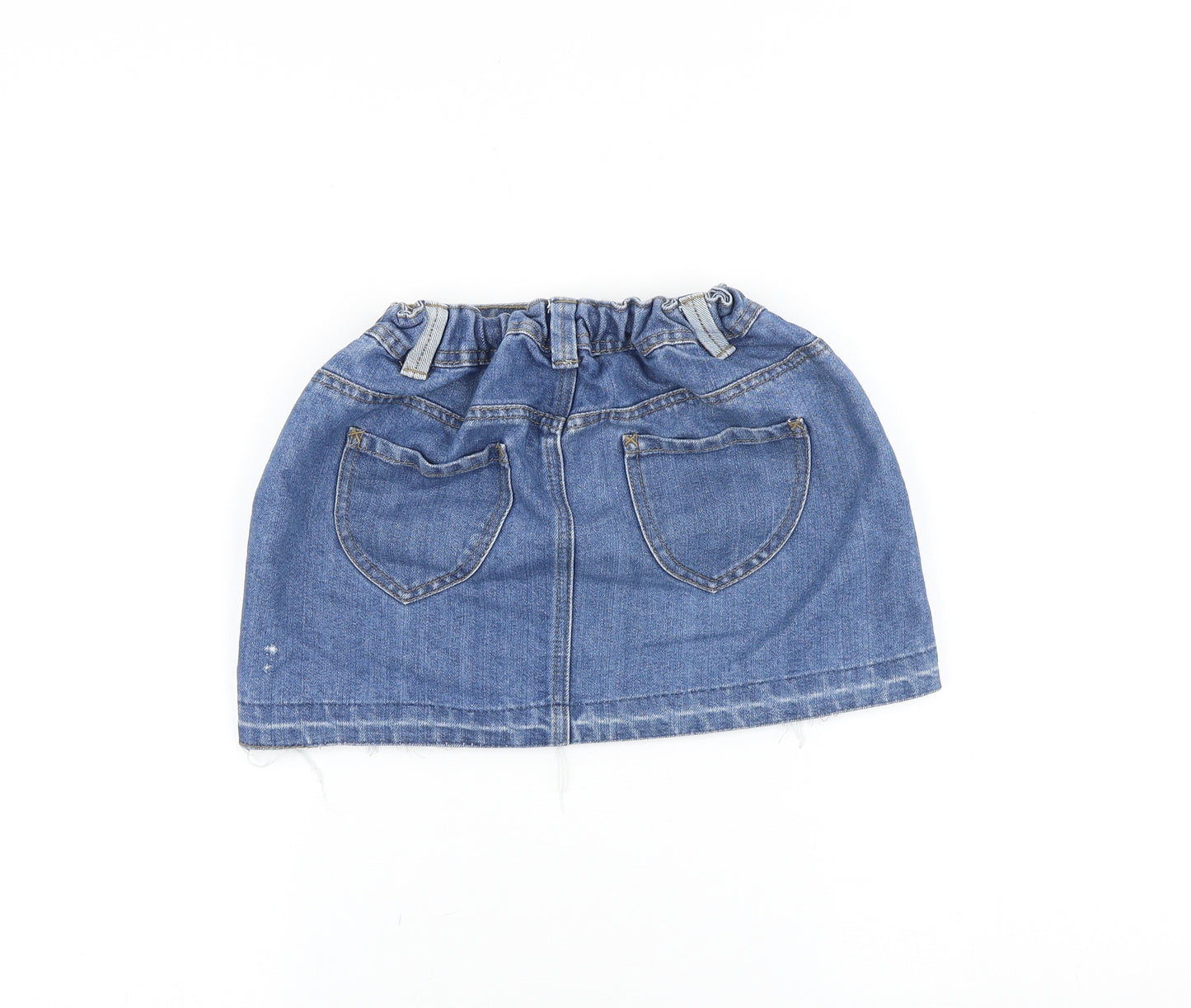 George Girls Blue 100% Cotton Mini Skirt Size 11-12 Years Regular Zip