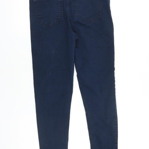 Marks and Spencer Womens Blue Cotton Skinny Jeans Size 8 L25 in Slim Zip