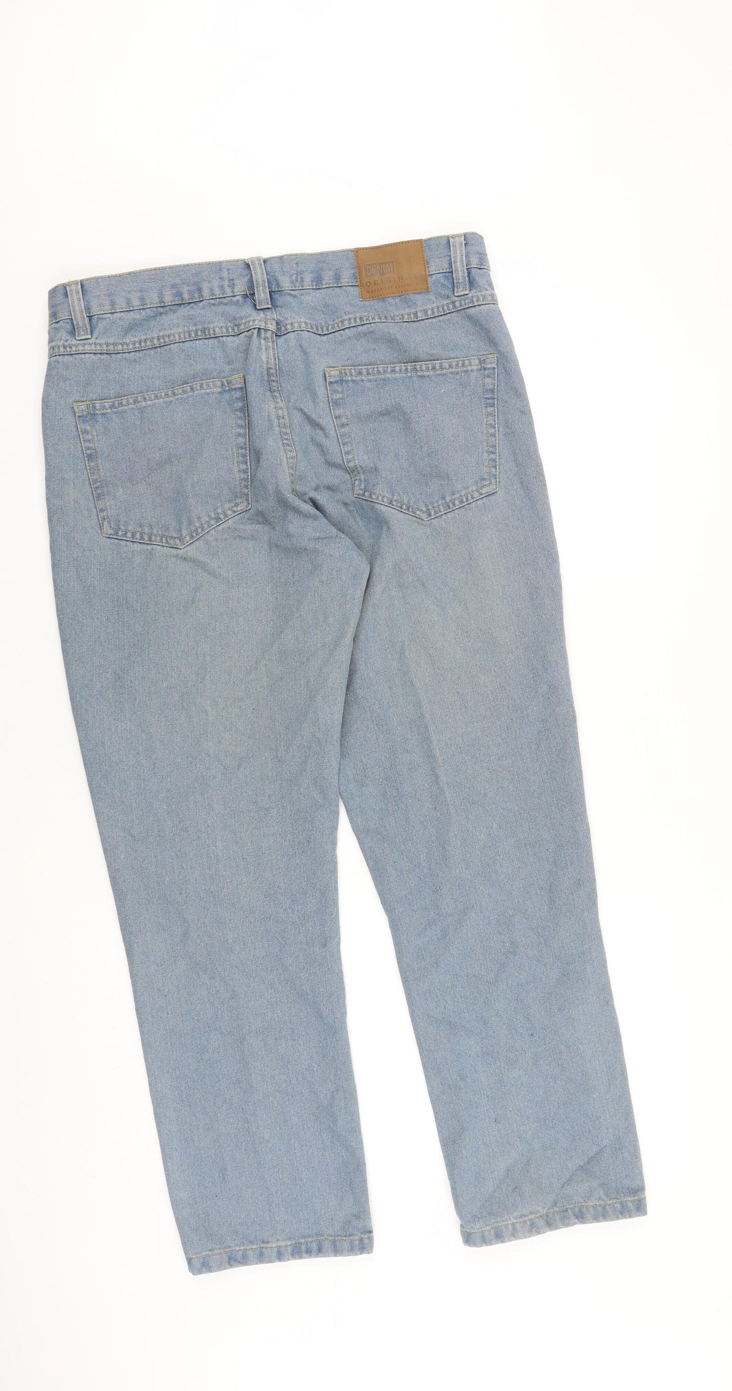 Originals Mens Blue Cotton Straight Jeans Size 34 in L28 in Regular Zip