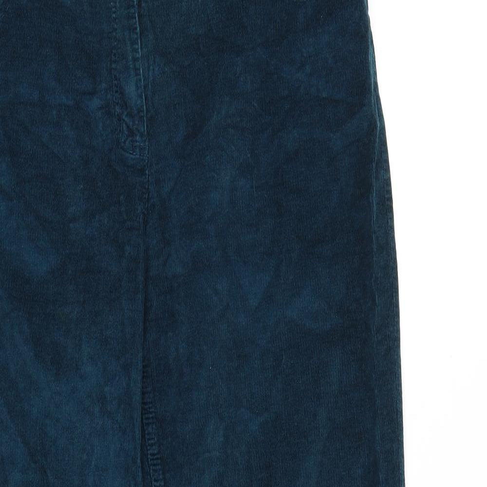 Marks and Spencer Womens Green Cotton Trousers Size 16 L29 in Regular Zip
