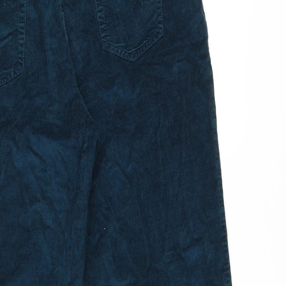 Marks and Spencer Womens Green Cotton Trousers Size 16 L29 in Regular Zip