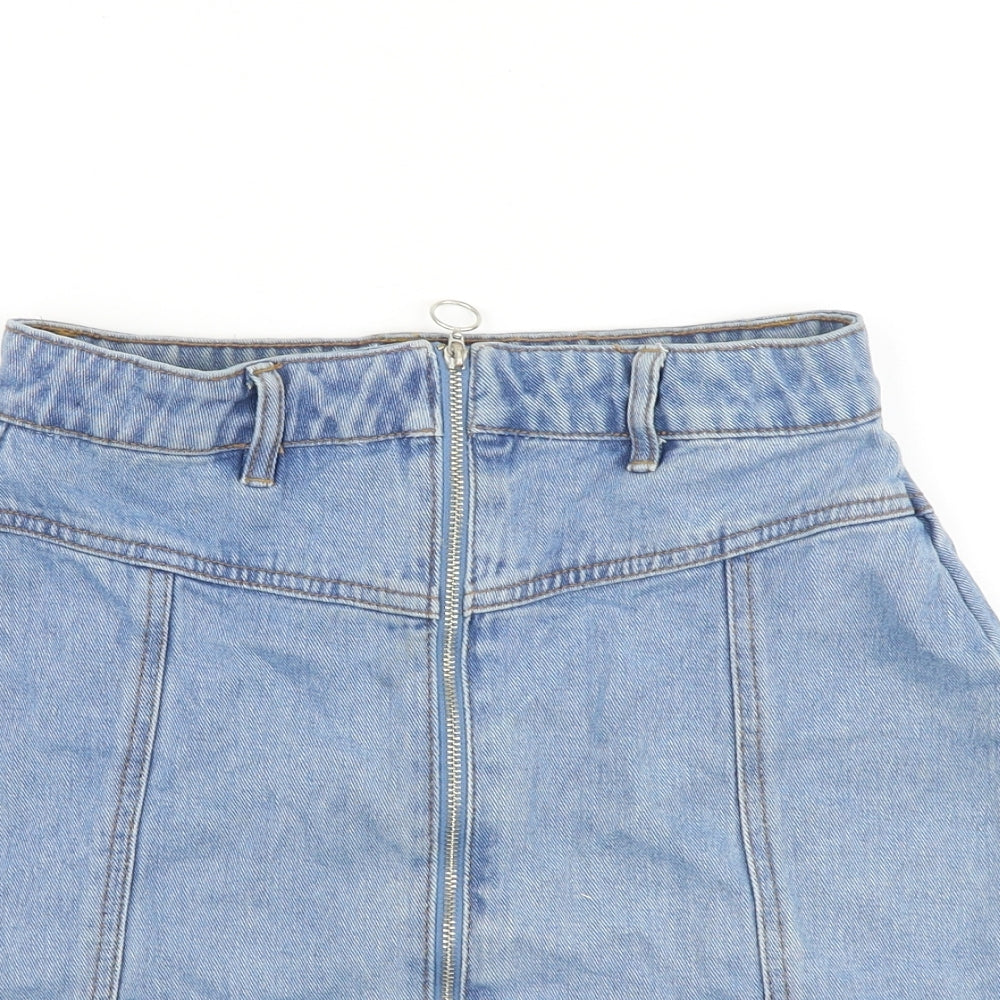 Candy Couture Girls Blue 100% Cotton Straight & Pencil Skirt Size 13 Years Regular Zip