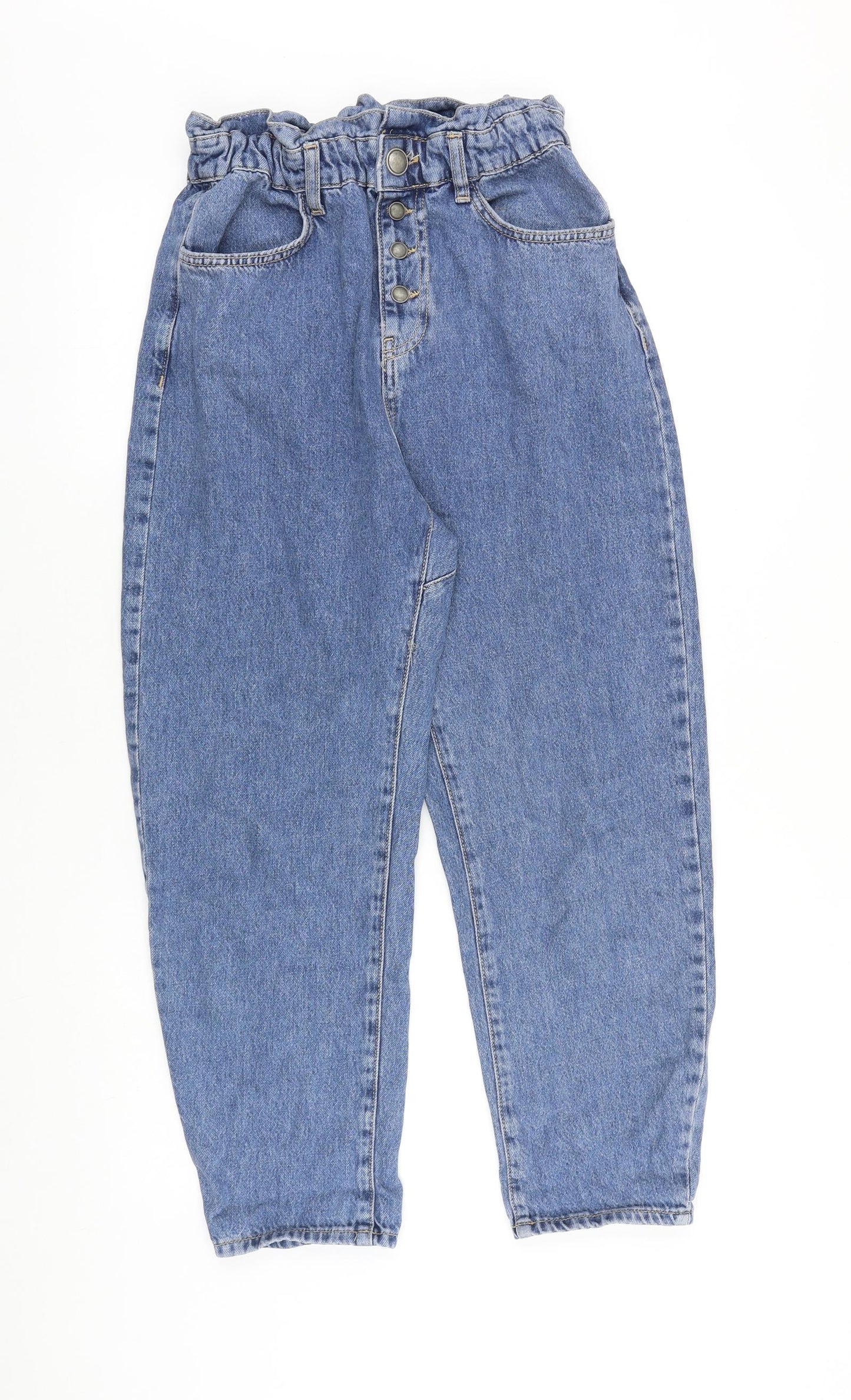Zara Womens Blue Cotton Straight Jeans Size 8 L26 in Regular Button