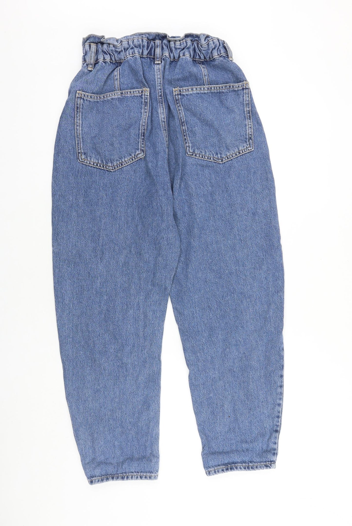 Zara Womens Blue Cotton Straight Jeans Size 8 L26 in Regular Button