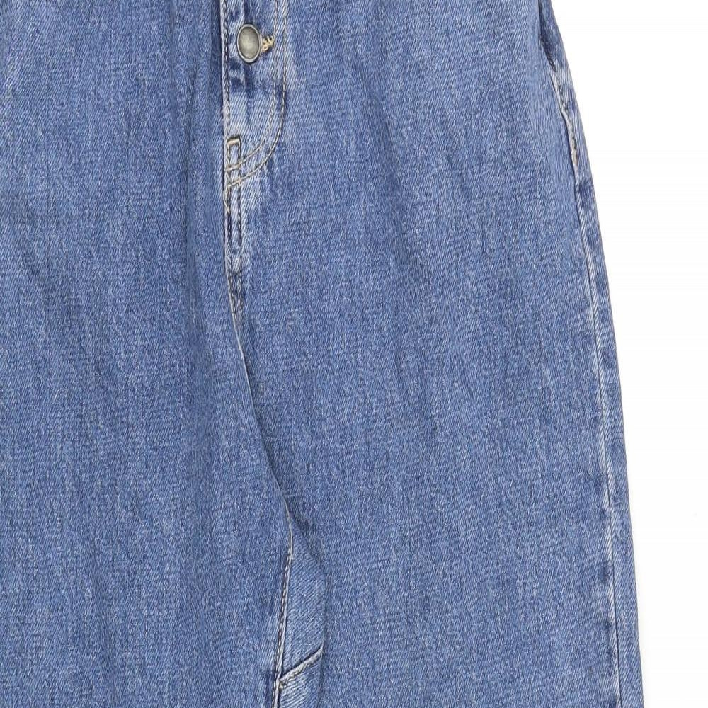 Zara Womens Blue Cotton Straight Jeans Size 8 L26 in Regular Button