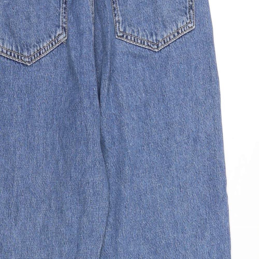 Zara Womens Blue Cotton Straight Jeans Size 8 L26 in Regular Button